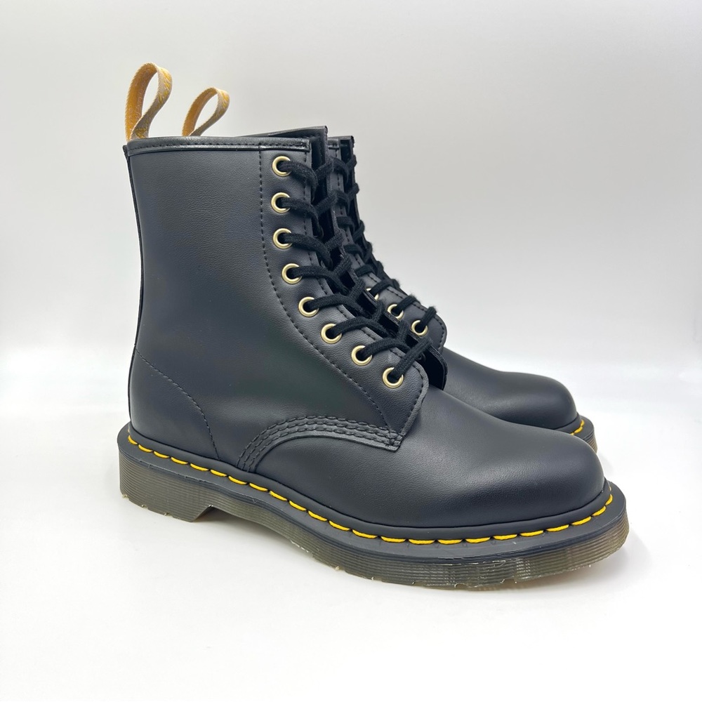 Dr Martens Black Felix Rub Off Faux Vegan Leather 1460 Lace Up Combat Boots NEW
